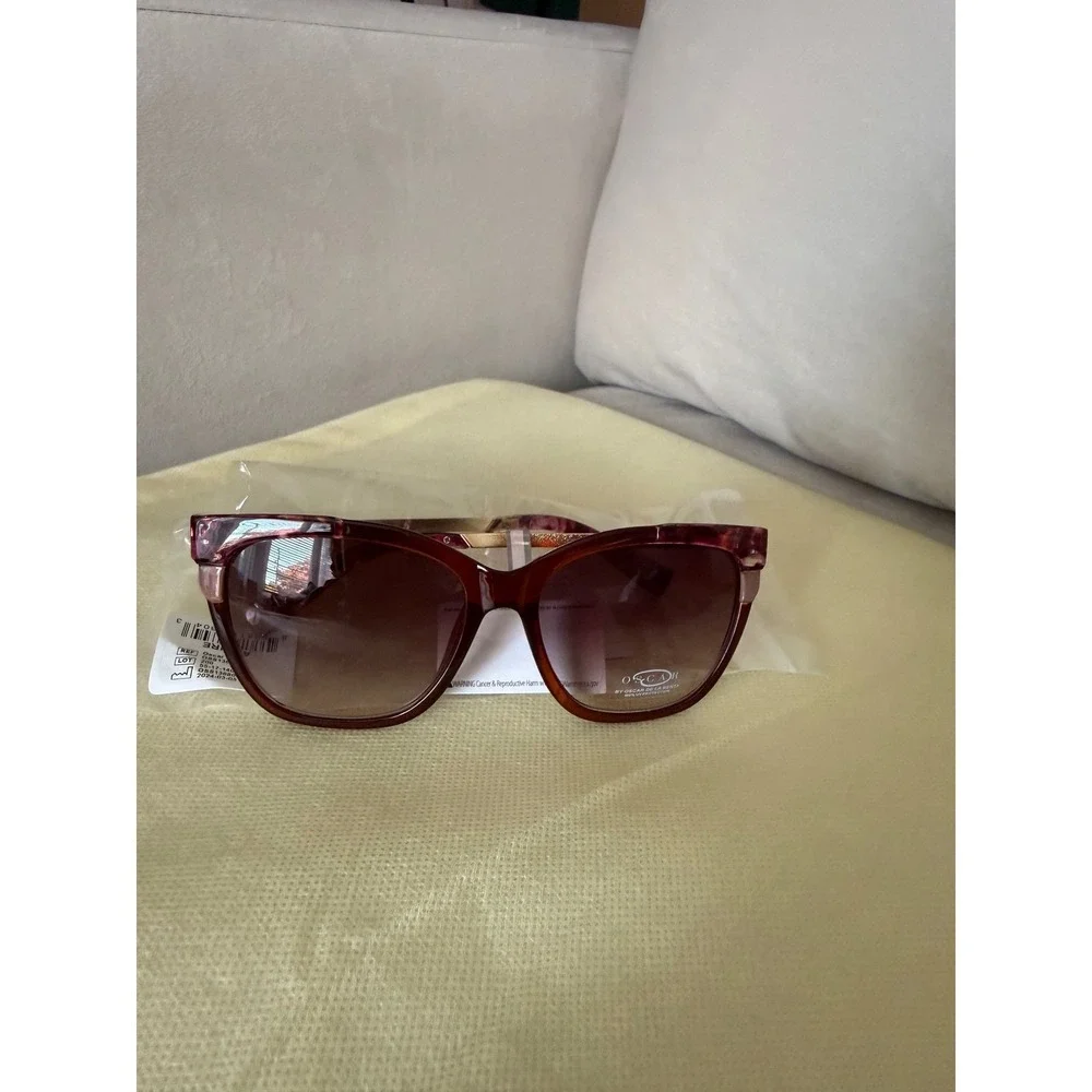 Oscar de la Renta Allure Sunglasses Brown Pink Tortoise Gold Elegant New‎